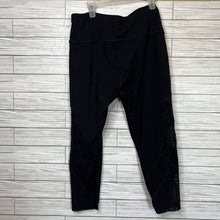 Load image into Gallery viewer, Large Athleta Black Pinktuck Chaturanga Cropped Mesh High Waisted Leggings
