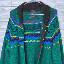 Load image into Gallery viewer, XL Scotch &amp; Soda Green Blue Brown Wool Zip Up Sweater
