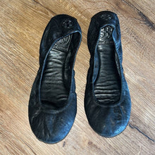 Load image into Gallery viewer, Sz 6.5 Tory Burch Leather Matte Black Eddie Ballet Flats Shoes
