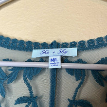Load image into Gallery viewer, Medium/ Large She + Sky Teal Lace Duster Overlay Kimono
