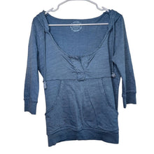 Load image into Gallery viewer, Small Free People Blue Distressed Crop Hoodie
