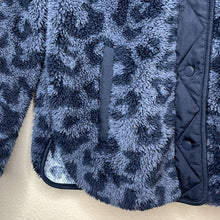 Load image into Gallery viewer, Medium Members Mark Black Gray Leopard Sherpa Jacket
