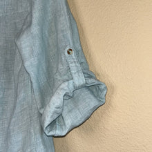 Load image into Gallery viewer, Sz 2 Maeve Anthropologie Blue Linen Marva Lace Up Front Top
