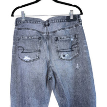 Load image into Gallery viewer, Sz 10 Long American Eagle Long Black Denim Distressed Mom Jeans
