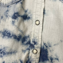 Load image into Gallery viewer, Medium American Eagle Bleached Denim Pearl Snap Button Up Shirt
