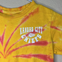 Load image into Gallery viewer, Kids 7 NFL Kids Kansas City Chiefs Football Yellow Red Tie Dye T-Shirt
