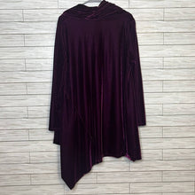 Load image into Gallery viewer, Large Soft Surroundings Purple Velvet Asymmetrical Cowl Neck Tunic Top
