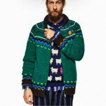 Load image into Gallery viewer, XL Scotch &amp; Soda Green Blue Brown Wool Zip Up Sweater

