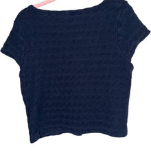 Load image into Gallery viewer, XL Madewell Black Pointelle Cotton Woven Boho Button Front Crop Top

