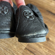 Load image into Gallery viewer, Sz 6.5 Tory Burch Leather Matte Black Eddie Ballet Flats Shoes
