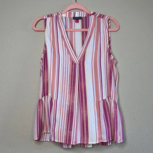 Load image into Gallery viewer, Small Vince Camuto Pink Orange Yellow Stripe V-Neck Sleeveless Top
