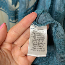 Load image into Gallery viewer, Medium/ Large She + Sky Teal Lace Duster Overlay Kimono

