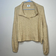 Load image into Gallery viewer, Small Made With Love Yellow Gold Floppy Collared V-Neck Knit Crop Top Sweater
