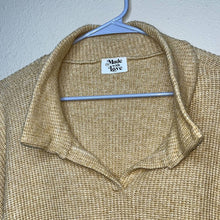 Load image into Gallery viewer, Small Made With Love Yellow Gold Floppy Collared V-Neck Knit Crop Top Sweater
