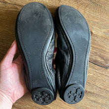 Load image into Gallery viewer, Sz 6.5 Tory Burch Leather Matte Black Eddie Ballet Flats Shoes
