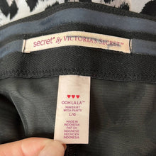 Load image into Gallery viewer, Large Victoria’s Secret Black Leopard Gray Ooh La La Miniskirt Shape Wear
