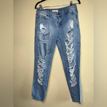 Load image into Gallery viewer, Size 8 Hot Kiss Light Wash Distressed Ripped High Rise Skinny Jeans
