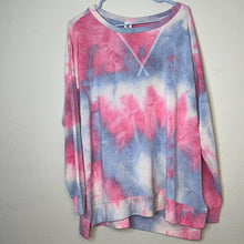 Load image into Gallery viewer, XL Sew In Love Tye Die Red Blue Sweatshirt Top
