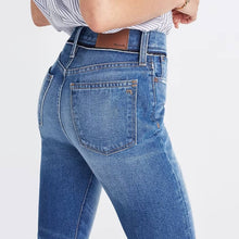 Load image into Gallery viewer, Size 30 Madewell Retro Crop Bootcut Jeans: Knee-Rip Edition
