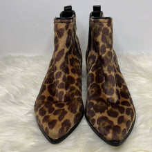 Load image into Gallery viewer, Size 8.5 Nine West Faux Calf Hair Leopard Pointy Toe Boots Shoes

