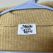 Load image into Gallery viewer, Small Made With Love Yellow Gold Floppy Collared V-Neck Knit Crop Top Sweater
