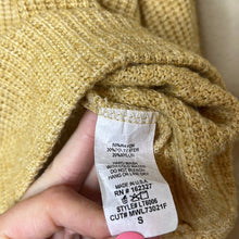 Load image into Gallery viewer, Small Made With Love Yellow Gold Floppy Collared V-Neck Knit Crop Top Sweater
