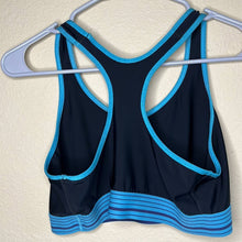 Load image into Gallery viewer, Large Under Armour Black Blue Sports Bra
