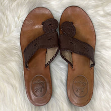 Load image into Gallery viewer, Sz 6 Jack Rogers Brown Embroidered Thong Sandals Shoes

