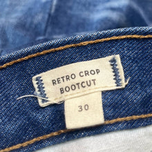 Load image into Gallery viewer, Size 30 Madewell Retro Crop Bootcut Jeans: Knee-Rip Edition
