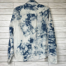 Load image into Gallery viewer, Medium American Eagle Bleached Denim Pearl Snap Button Up Shirt
