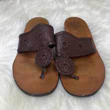Load image into Gallery viewer, Sz 6 Jack Rogers Brown Embroidered Thong Sandals Shoes
