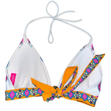 Load image into Gallery viewer, Medium Victoria’s Secret Pink Orange White Paisley Halter Neck Bikini Swim Suit Top
