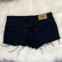 Load image into Gallery viewer, Sz 4 PINK Victoria’s Secret Black Denim Cut Off Shorts
