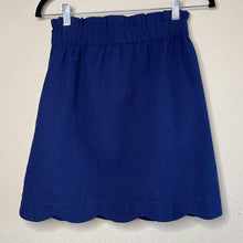 Load image into Gallery viewer, Small Lauren James Navy Blue Seersucker Scalloped Hem Mini Skirt
