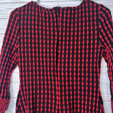Load image into Gallery viewer, Size 8 St. John Red &amp; Black Oval Design Fit And Flare Knit Dress
