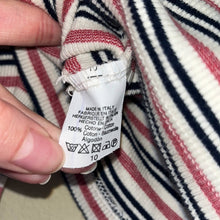 Load image into Gallery viewer, Size 10 Brandy Melville Red White Blue Stripe Ripped Long Sleeve Crop Top
