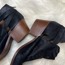 Load image into Gallery viewer, Sz 9 Qupid Black Western Perforated Buckle Heel Ankle Booties Shoes
