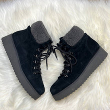 Load image into Gallery viewer, Sz 10 Sam Edelman Black Faux Fur Franc Hiking Boots Shoes
