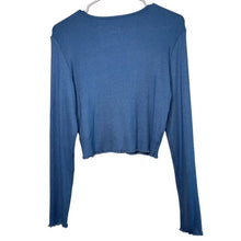 Load image into Gallery viewer, Large American Eagle Blue Soft Ribbed Long Sleeve Crop Top
