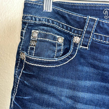 Load image into Gallery viewer, Size 29 Miss Me Signature Rise Silent Embroidered Detail Cuffed Skinny Denim Jeans
