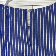 Load image into Gallery viewer, Large Beach Lunch Lounge Blue White Stripe Ruffle Sleeve Cotton Shift Dress
