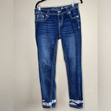 Load image into Gallery viewer, Size 29 Miss Me Signature Rise Silent Embroidered Detail Cuffed Skinny Denim Jeans
