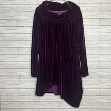 Load image into Gallery viewer, Large Soft Surroundings Purple Velvet Asymmetrical Cowl Neck Tunic Top
