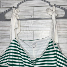 Load image into Gallery viewer, XL J. Crew Green White Stripe Tie Shoulders Tank Top
