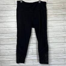 Load image into Gallery viewer, Large Athleta Black Pinktuck Chaturanga Cropped Mesh High Waisted Leggings
