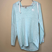 Load image into Gallery viewer, Medium PINK Victoria’s Secret Mint &amp; White Thin Hooded Shirt
