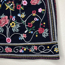 Load image into Gallery viewer, Small Braeve Boho Black Embroidered Floral Mini Skirt
