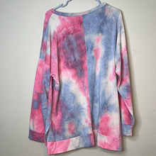 Load image into Gallery viewer, XL Sew In Love Tye Die Red Blue Sweatshirt Top
