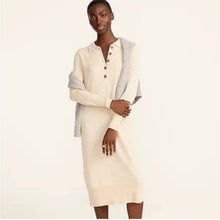 Load image into Gallery viewer, XS J. Crew Tan Merino Wool Collared Sweater Dress
