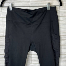 Load image into Gallery viewer, Large Fabletics Powerhold Black Cropped Mesh Leggings
